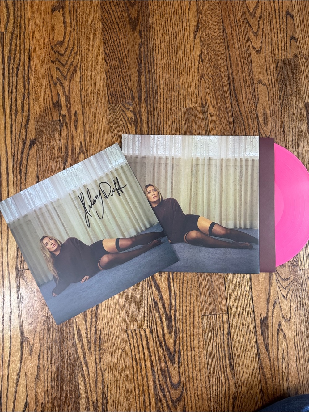 SIGNED Hilary Duff Luck or Something Pink Vinyl Record
